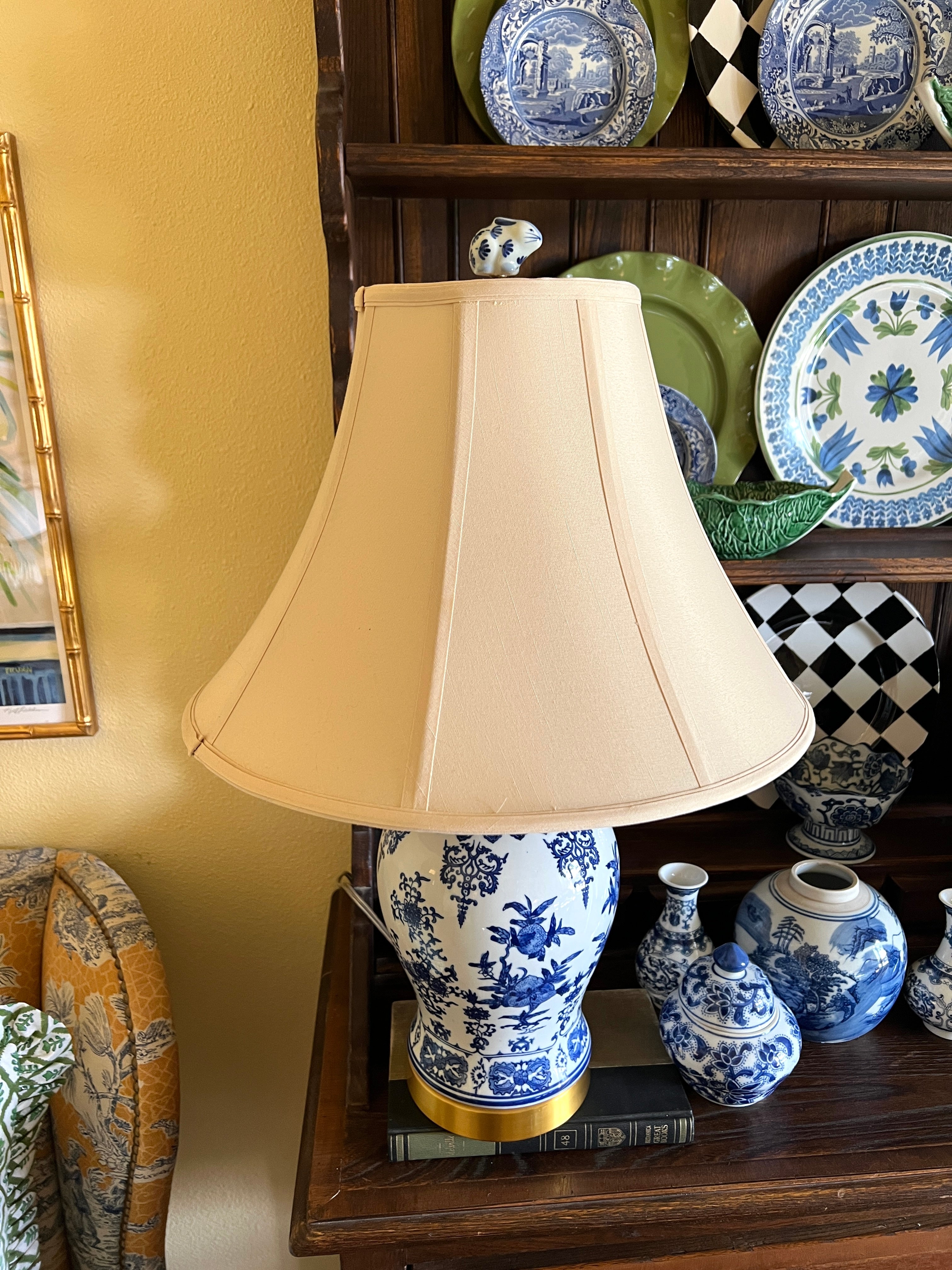Blue and white lamp finials, choose from bunny, pig, ball, or ginger jar