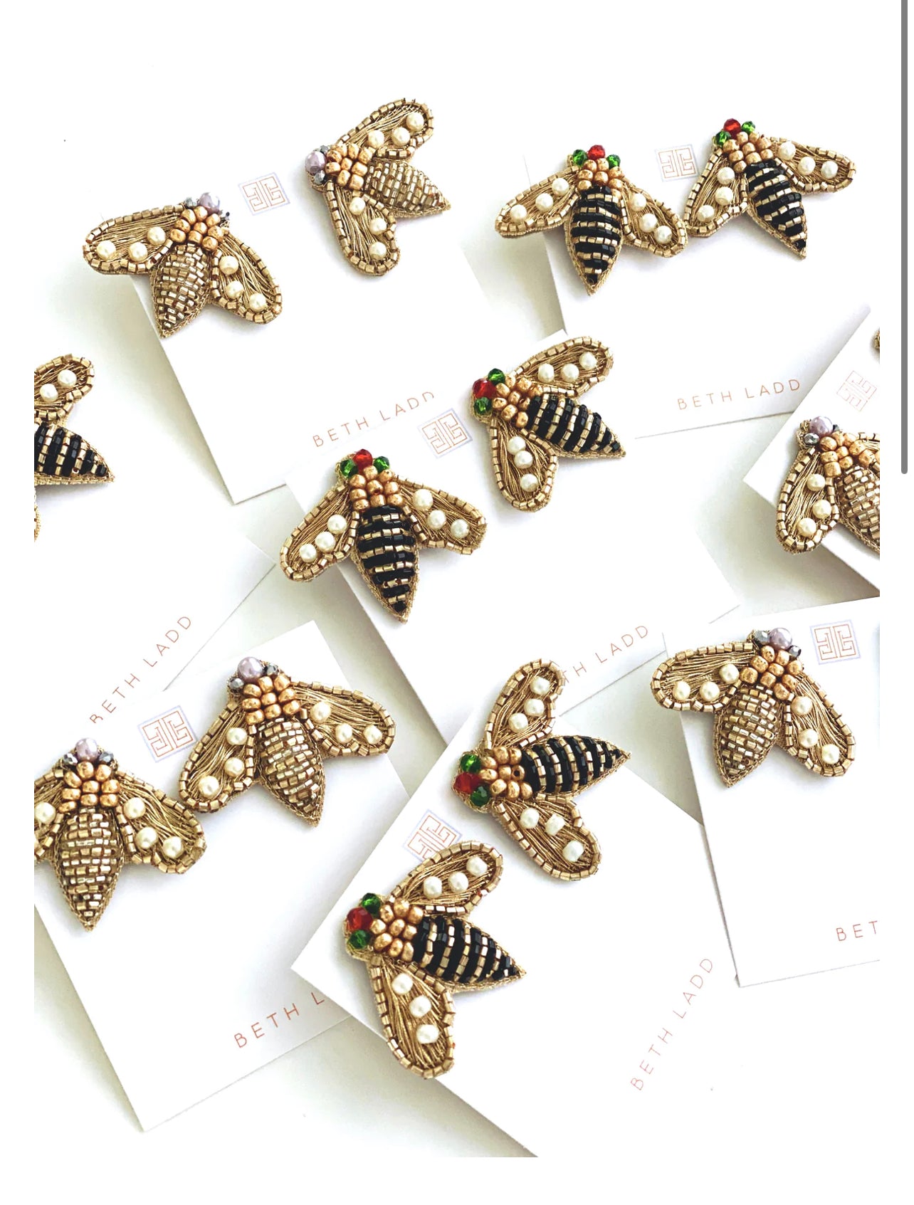 Hand beaded bee stud earrings