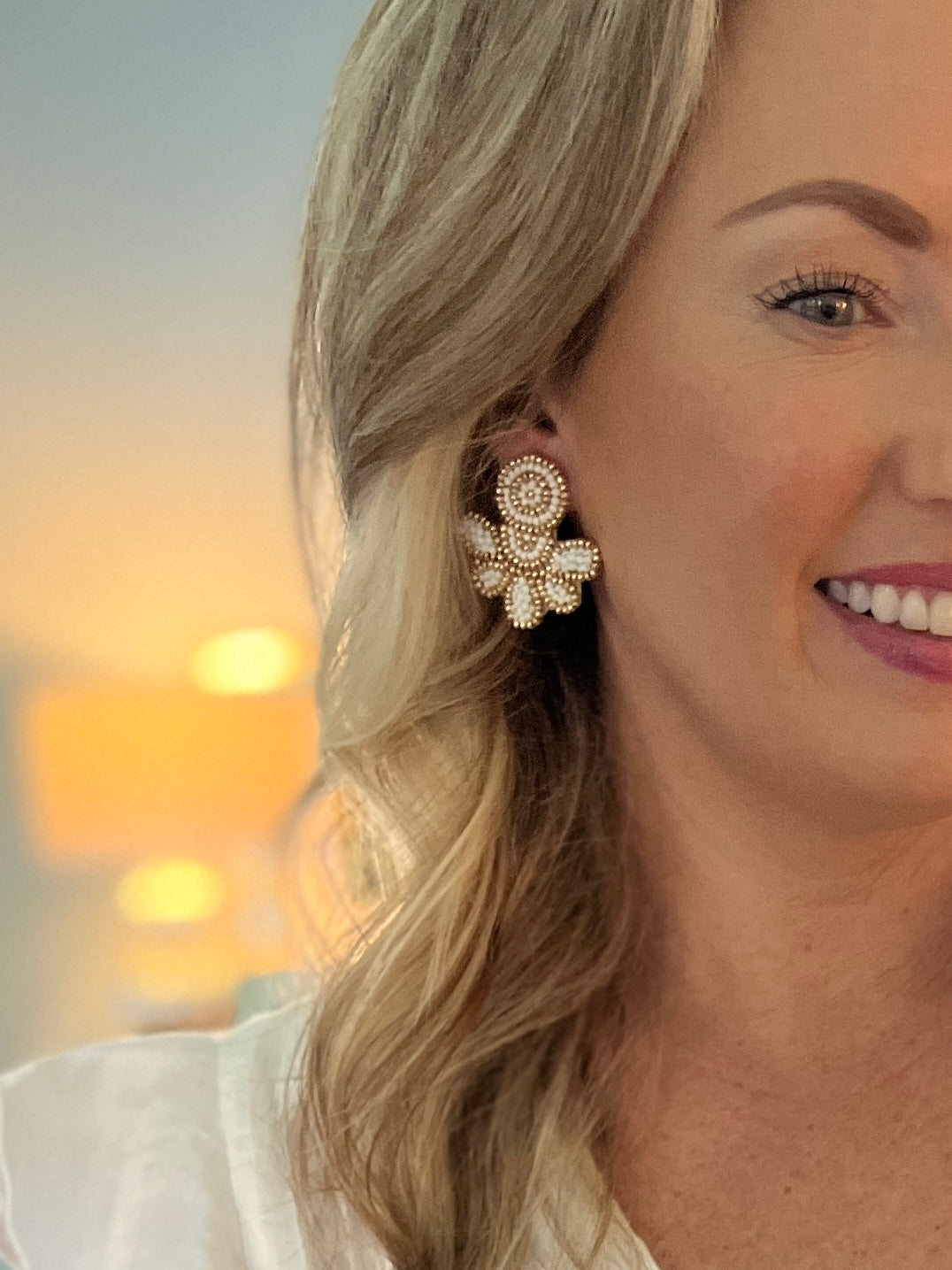 Love stud Earrings in gold and white