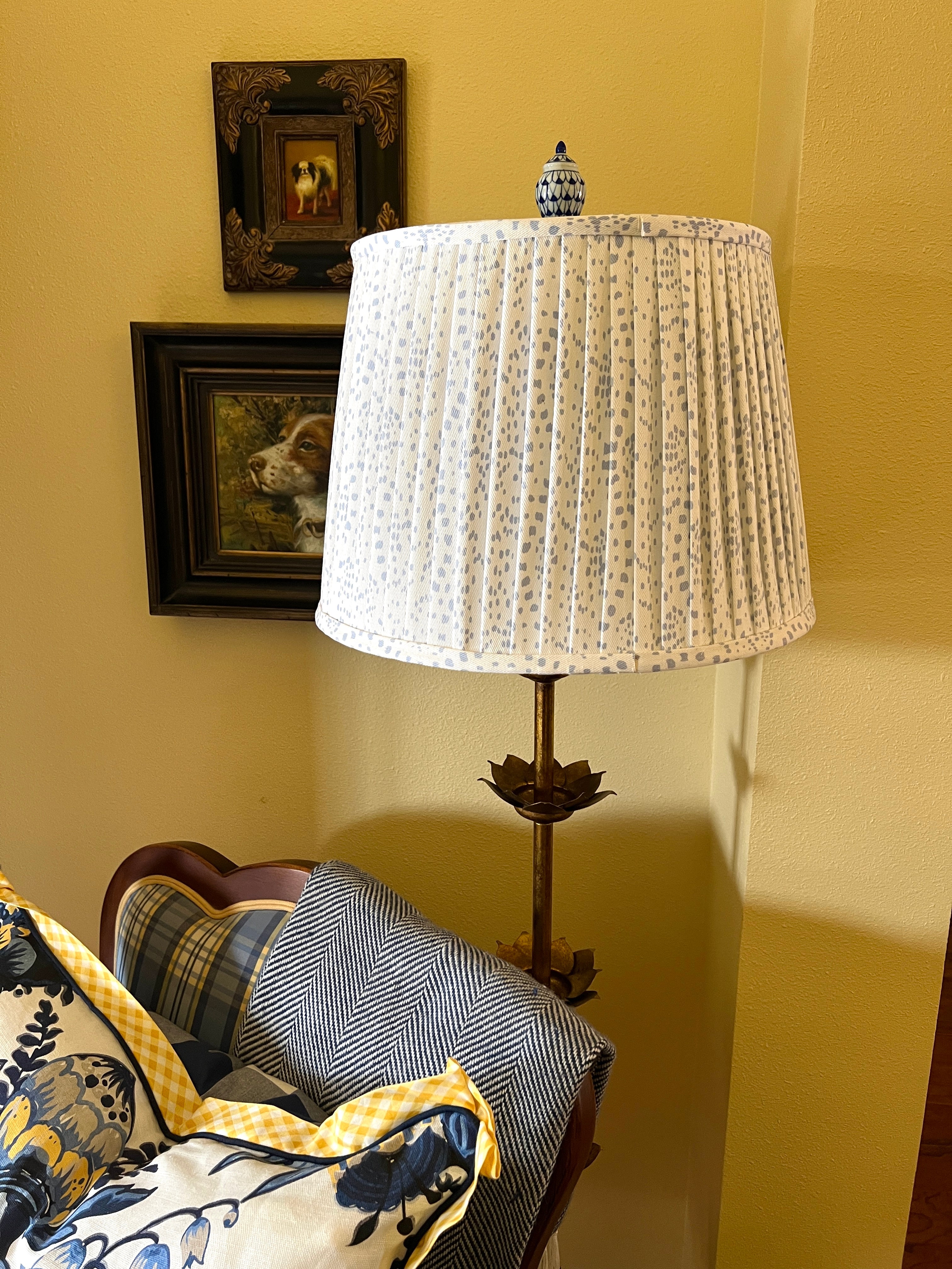 Blue and white lamp finials, choose from bunny, pig, ball, or ginger jar
