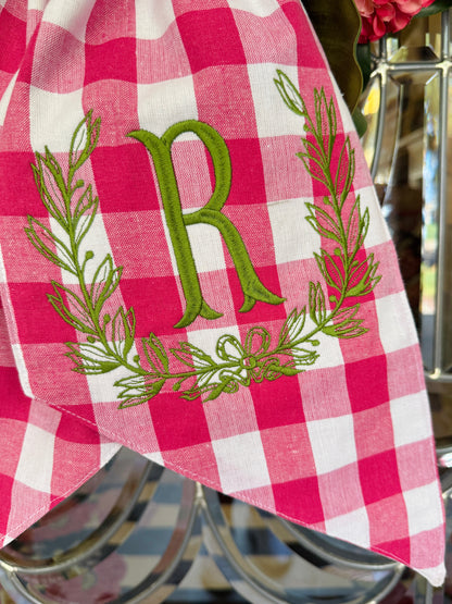 Hot pink buffalo check wreath sash