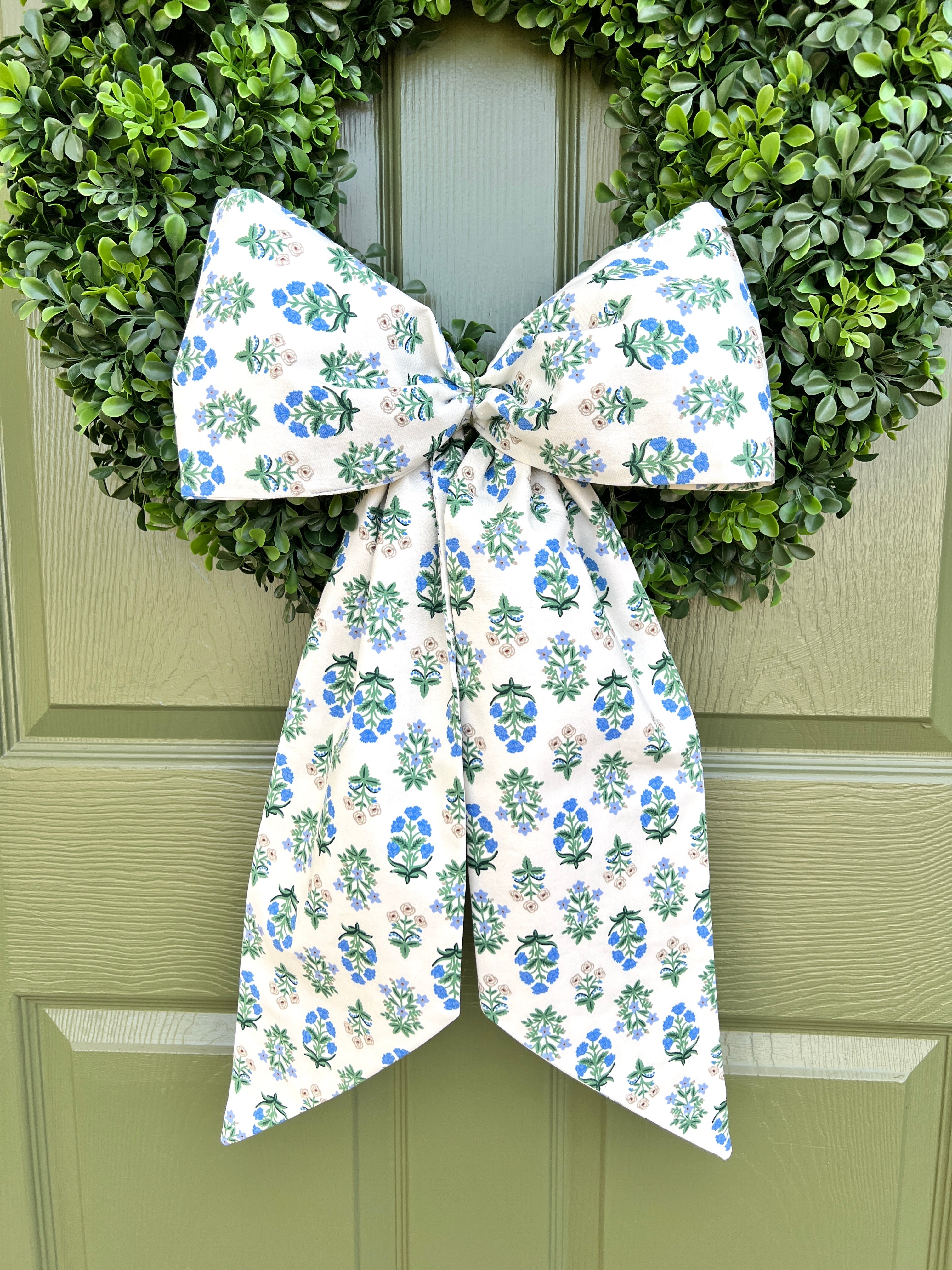 Floral block print wreath sash available with monogram