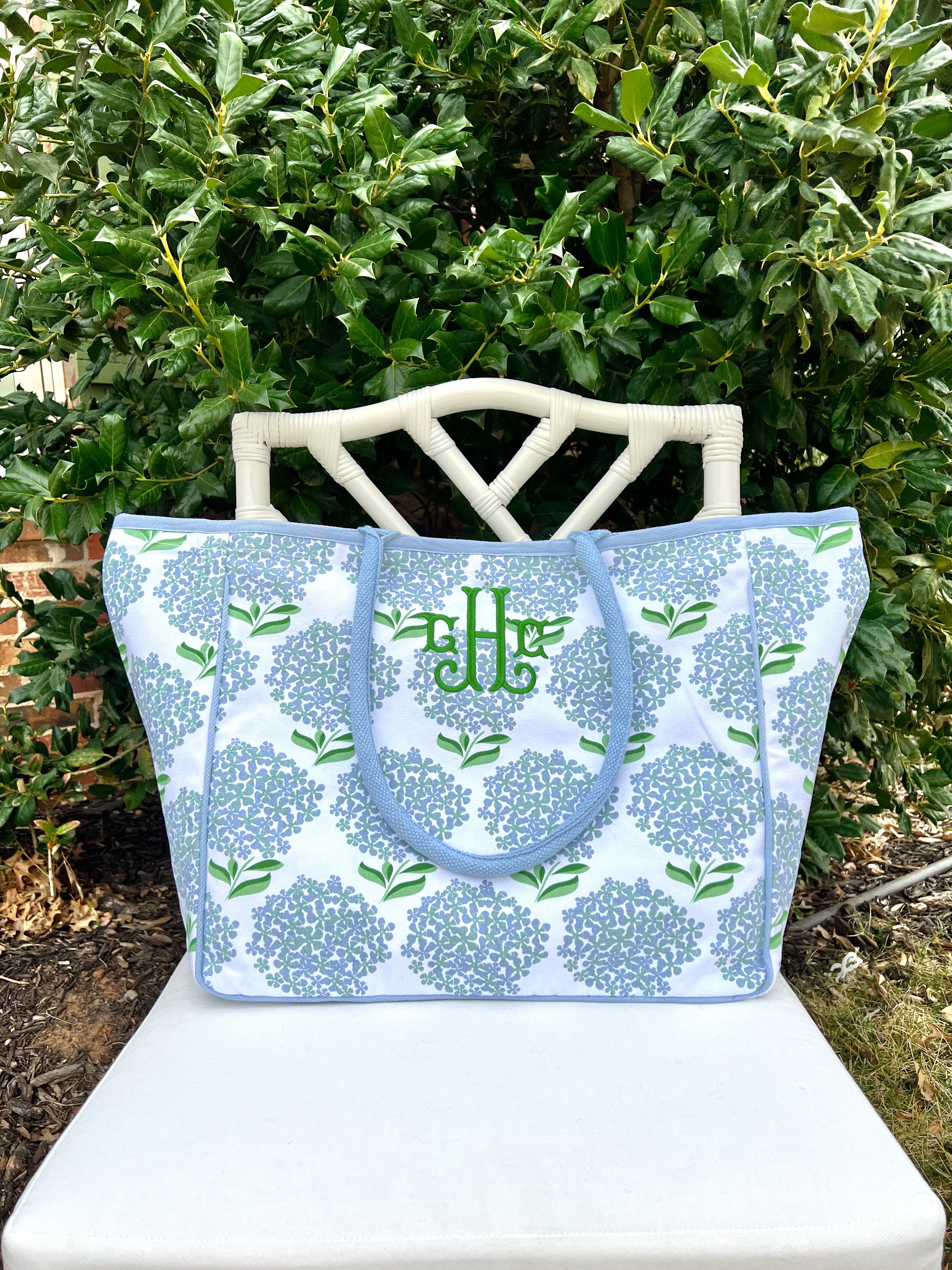 Oversized hydrangea canvas tote