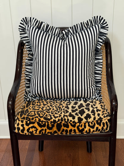 Black and white striped ruffle pillow cover, two sizes