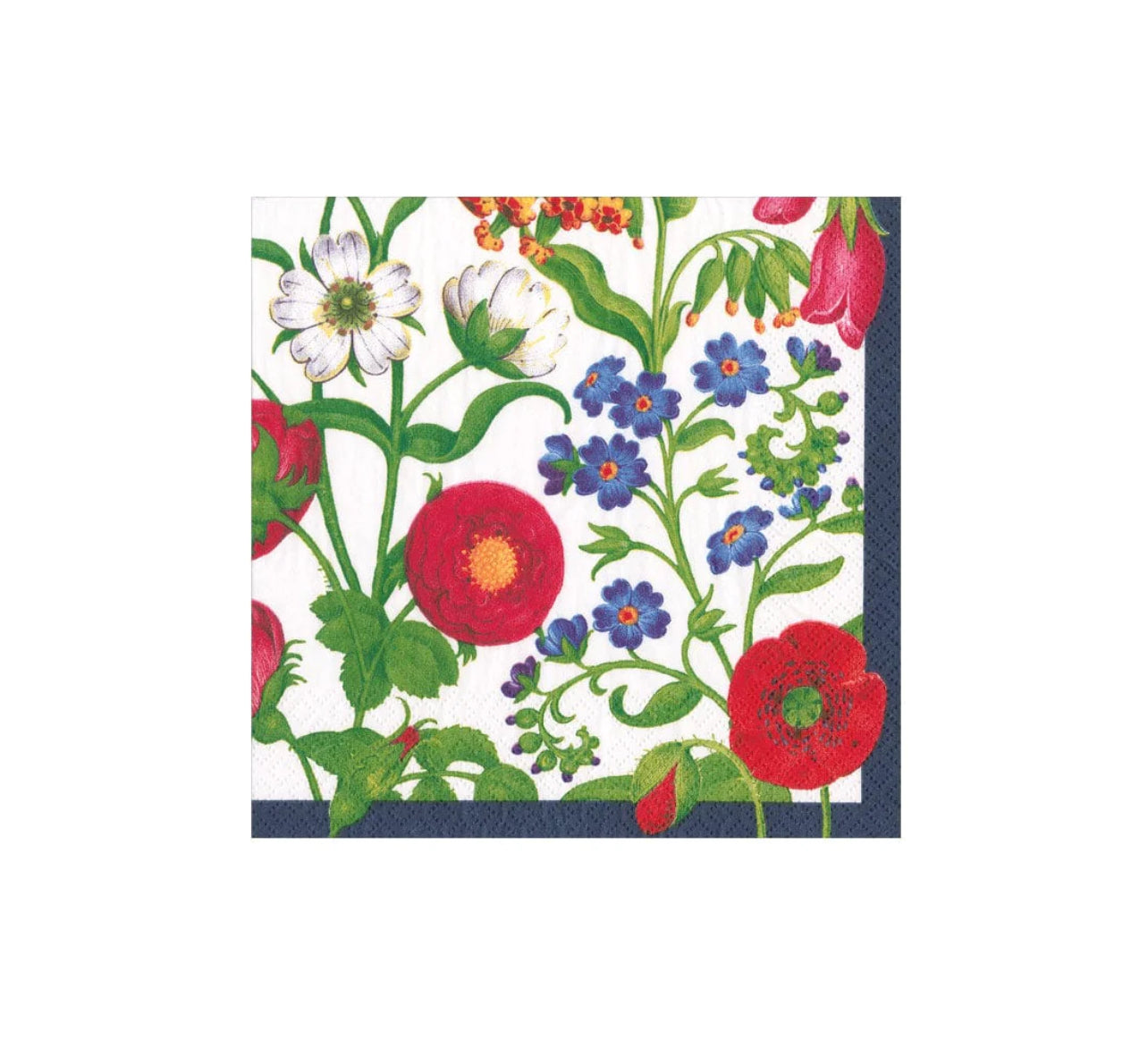 Caspari blue and red floral cocktail napkins