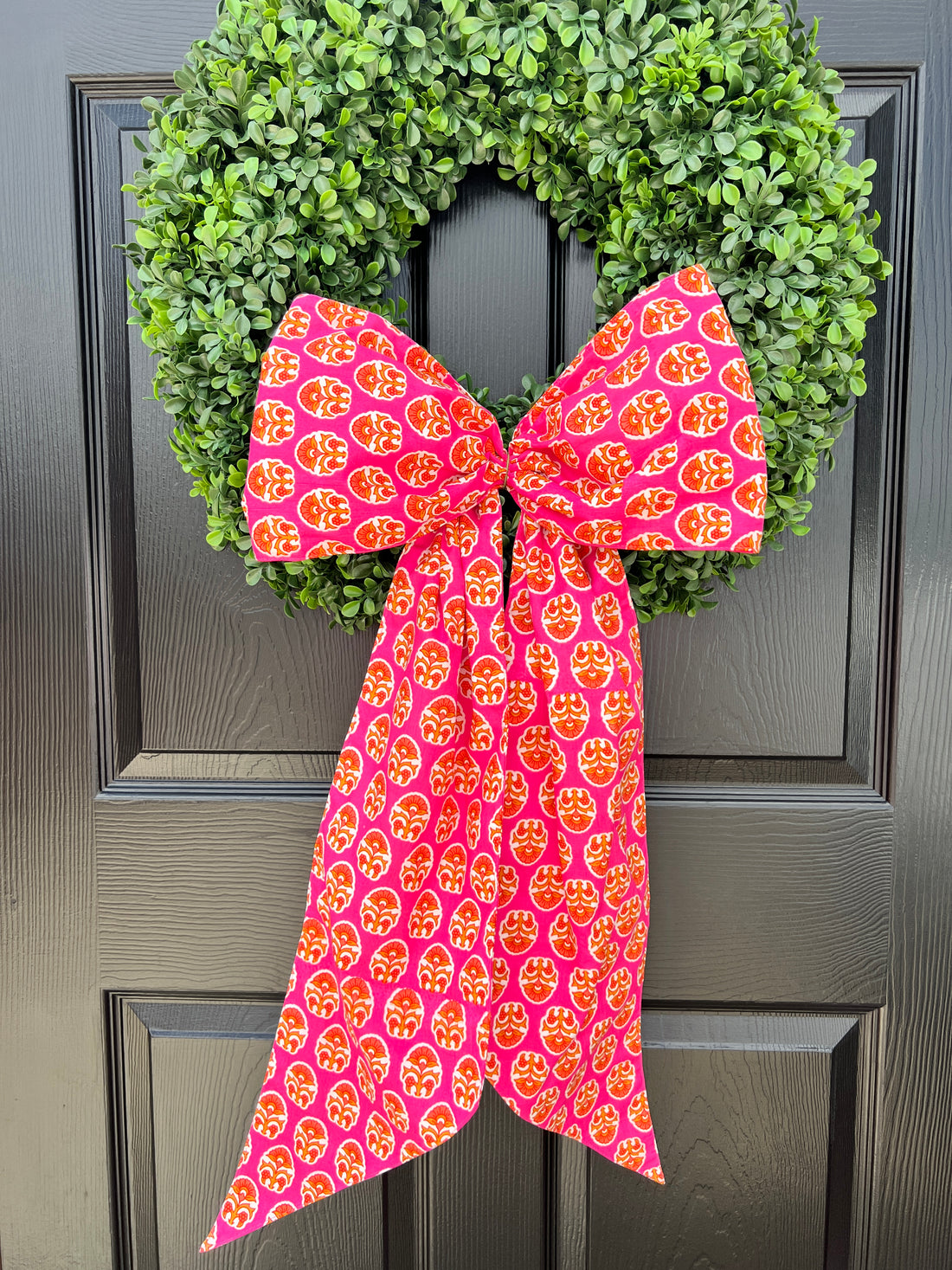 Pink block print wreath sash, two sizes
