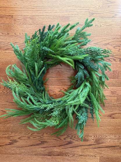 Mixed pine and cedar wreath 28”