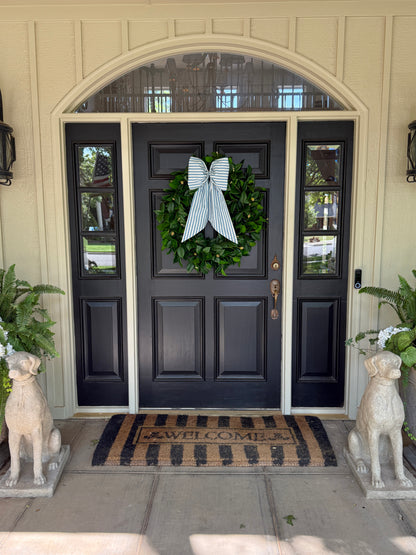 Hydrangea blue and white stripe signature wreath sash monogram available