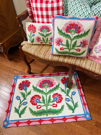 Mughal flower hand hooked accent rug