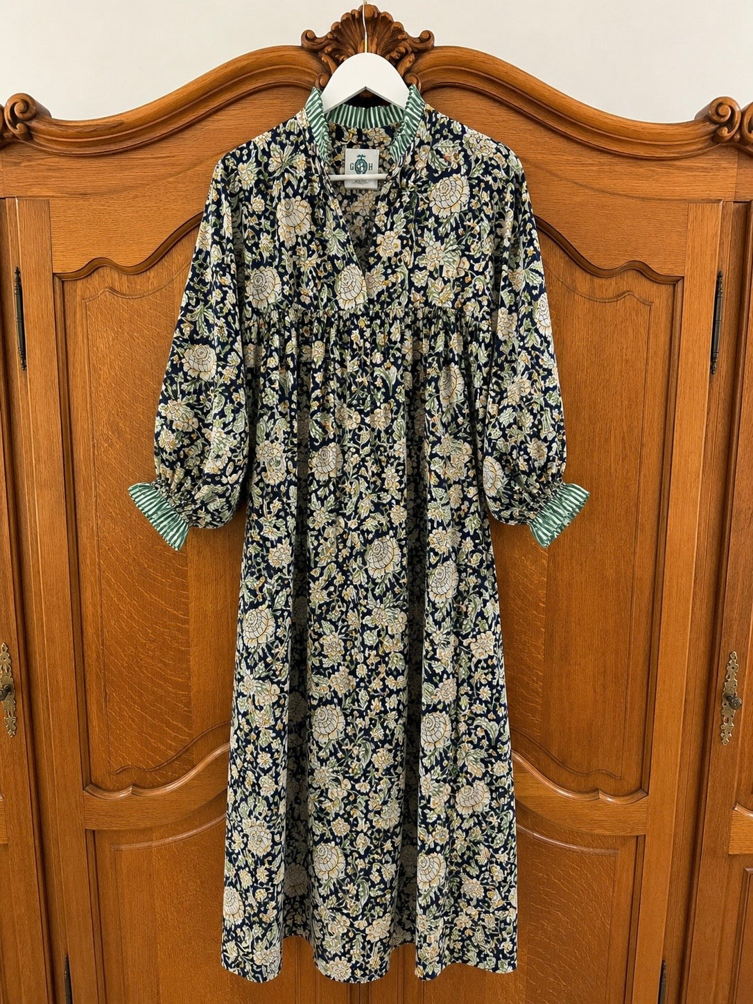 Lillie caftan maxi dress navy and yellow floral
