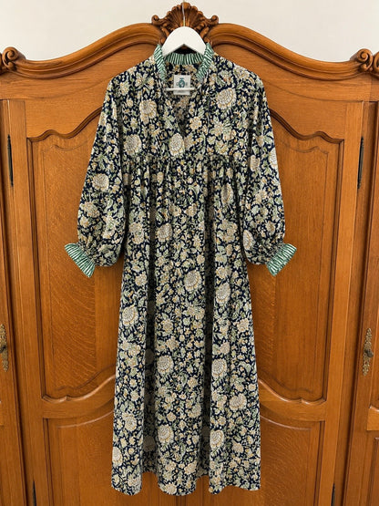 Lillie caftan maxi dress navy and yellow floral