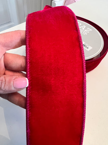 Fuchsia velvet wired ribbon