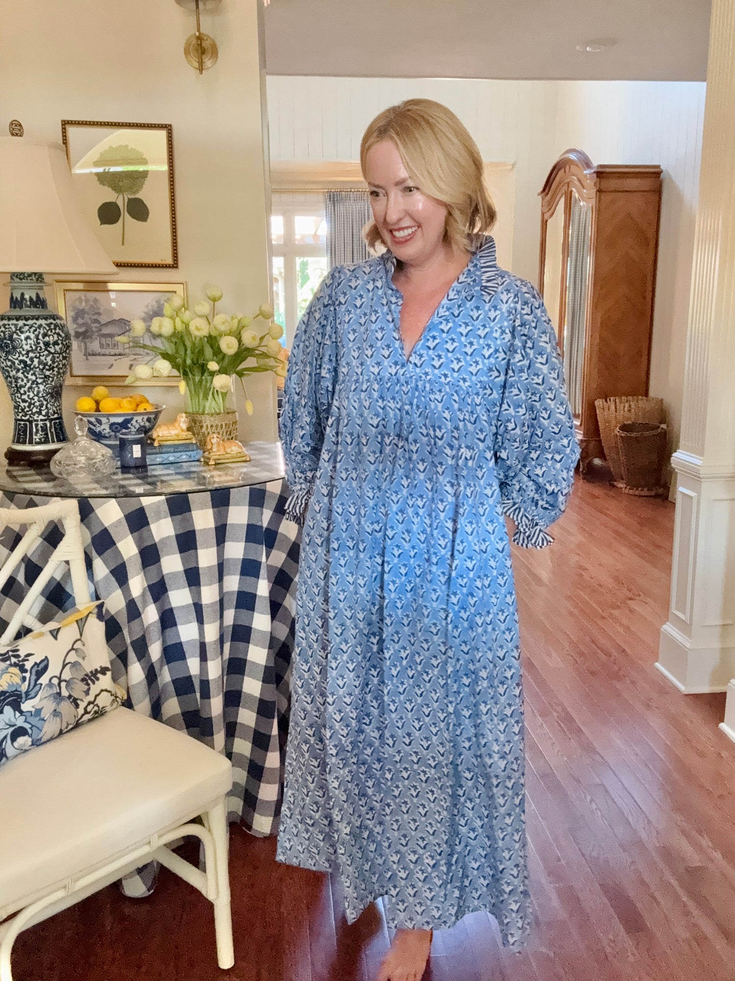Lillie caftan maxi dress Cornflower blue Grace Harris Collection Lillie caftan maxi dress Cornflower blue Grace Harris Collection