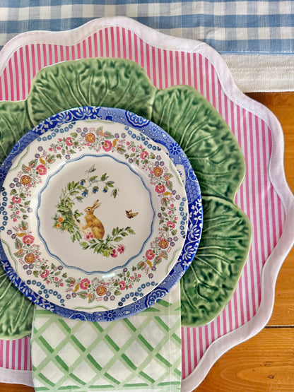 Pink striped scalloped placemats set of 4