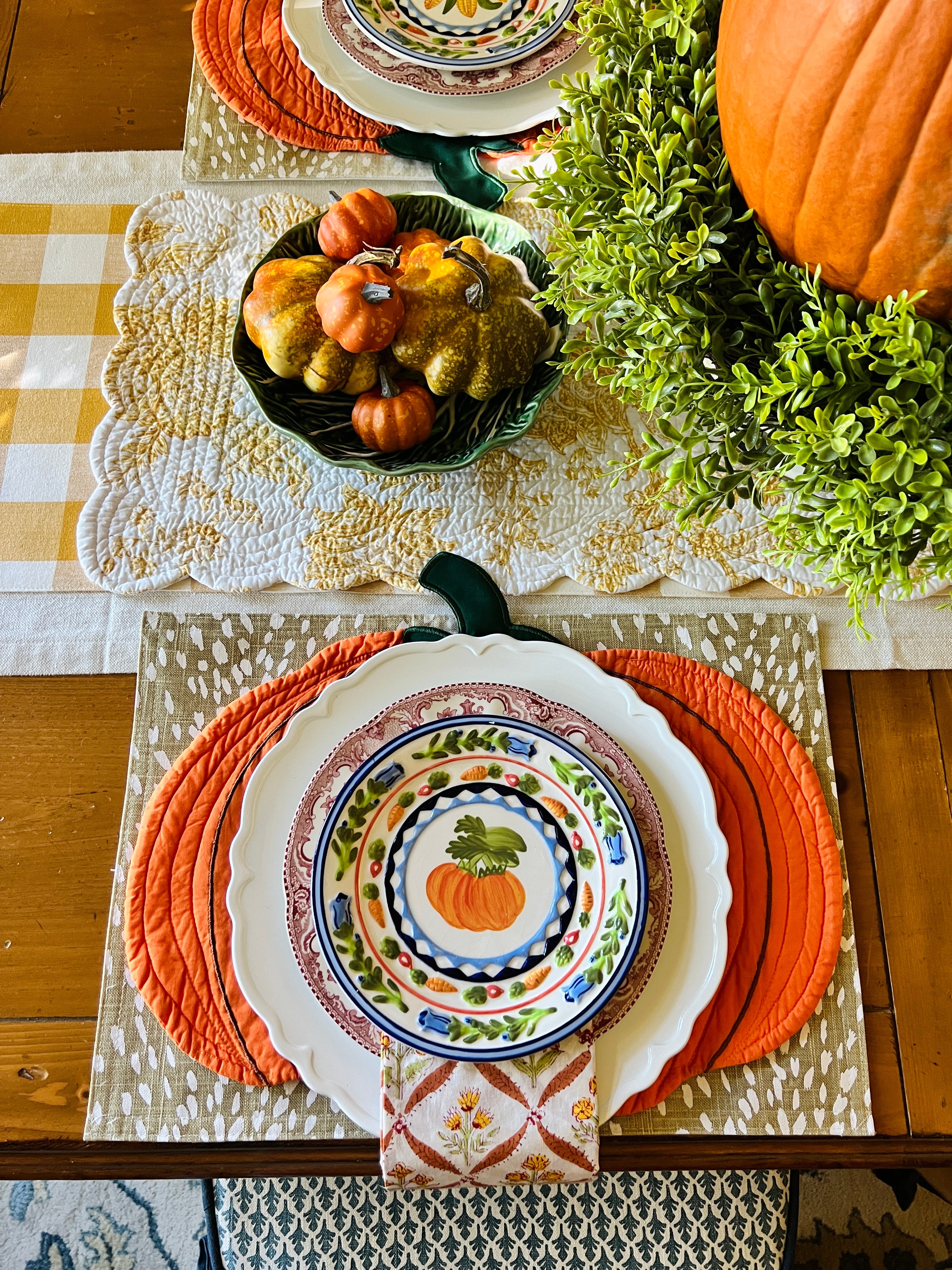 Fall quilted pumpkin placemat (single)