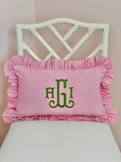 Pink and green floral trellis block print bedding collection