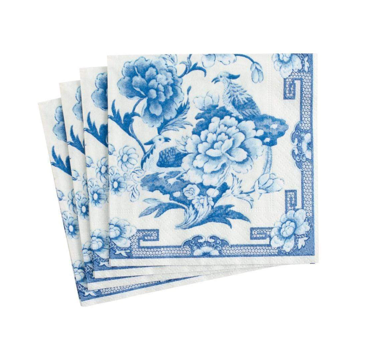 Caspari blue and white porcelain floral cocktail napkins