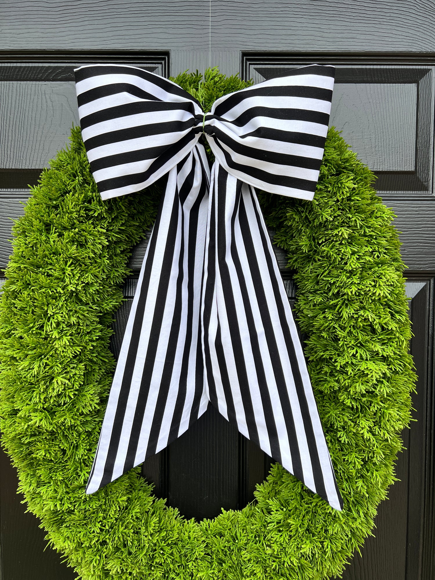 Black and white stripe signature wreath sash monogram available