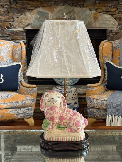 Staffordshire bunny lamp pink