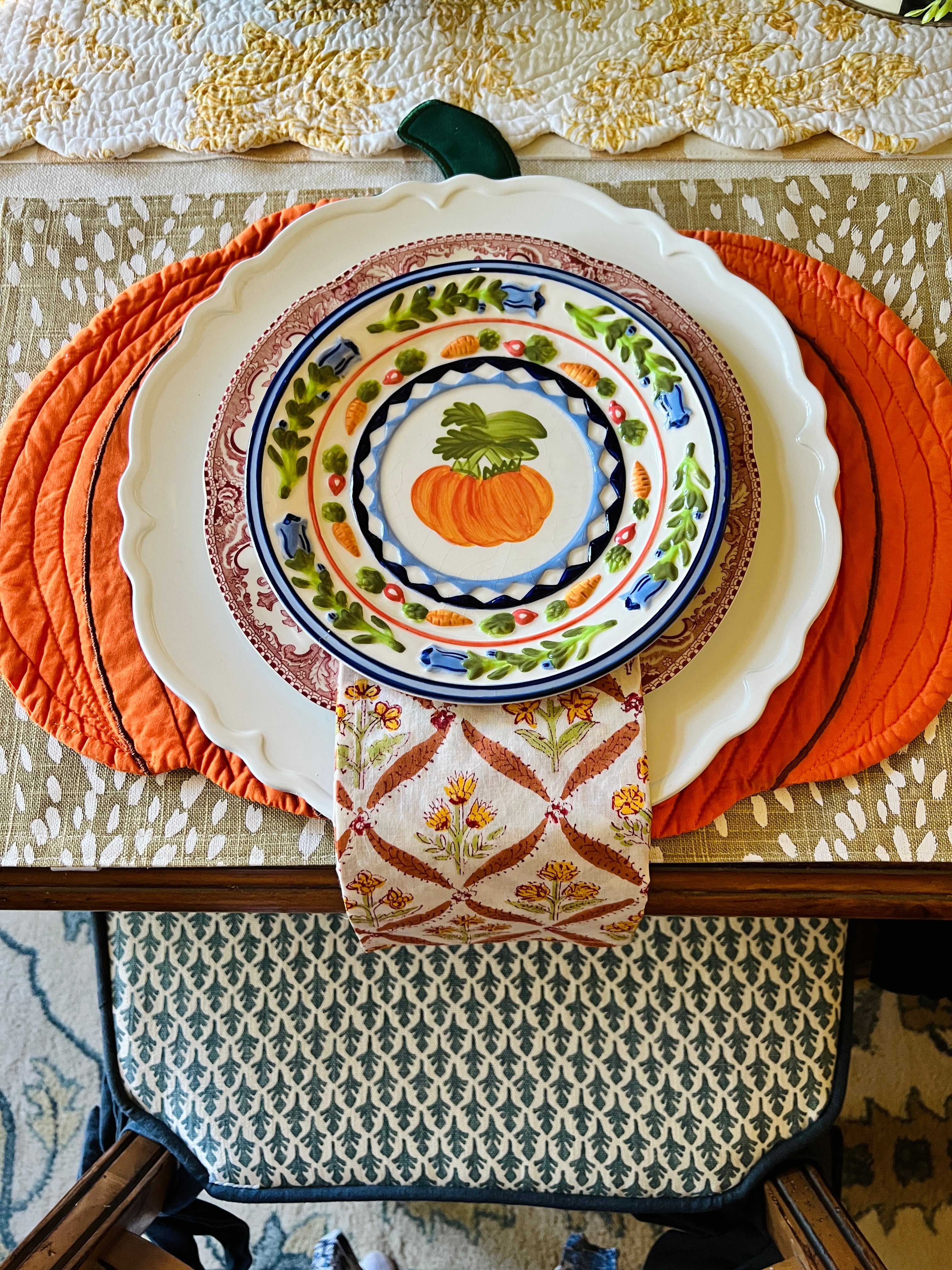 Fall quilted pumpkin placemat (single)