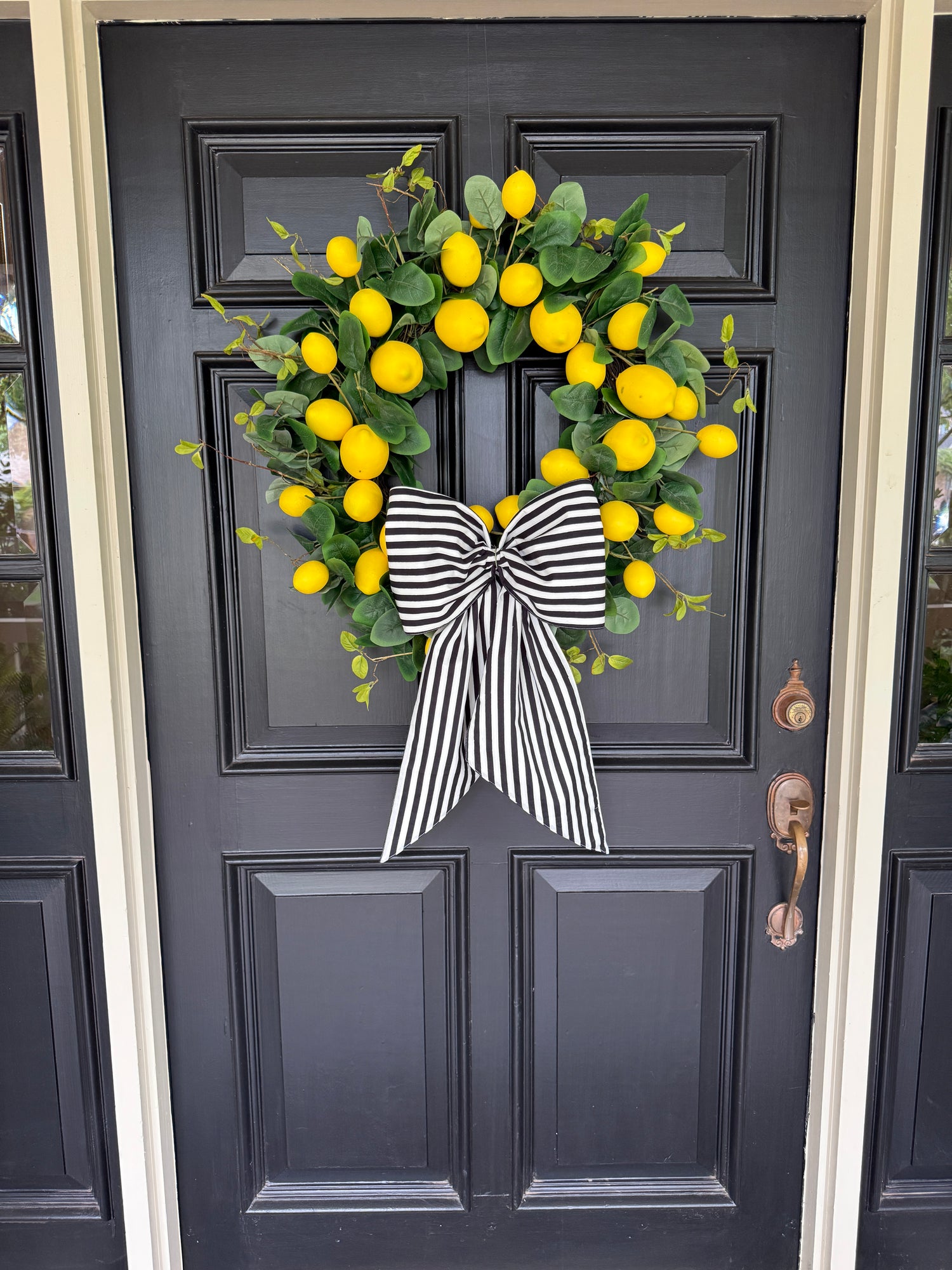 Black and white stripe signature wreath sash monogram available