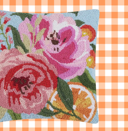 Sweet Clementine hand hooked pillow