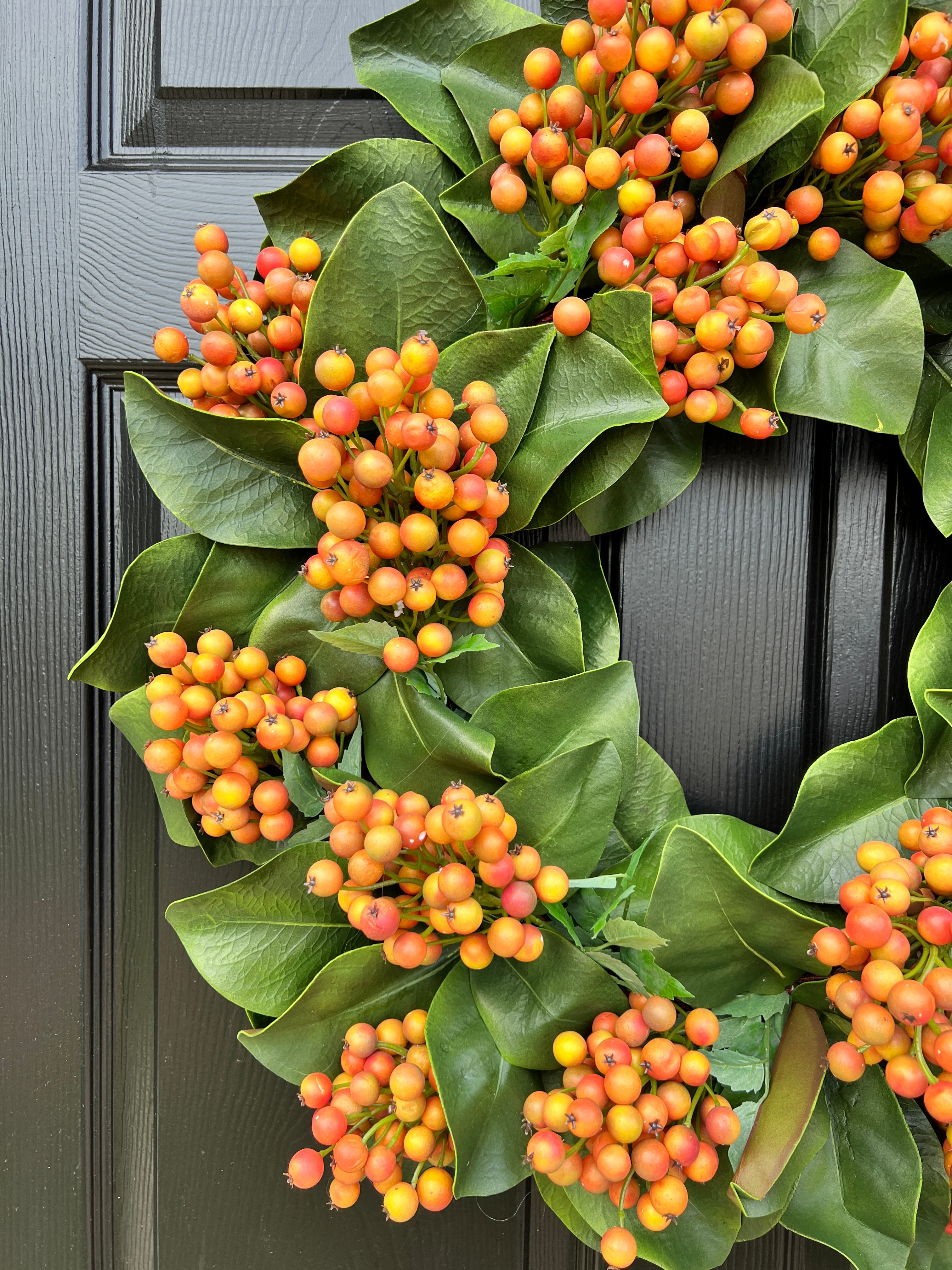 Fall berry and magnolia wreath