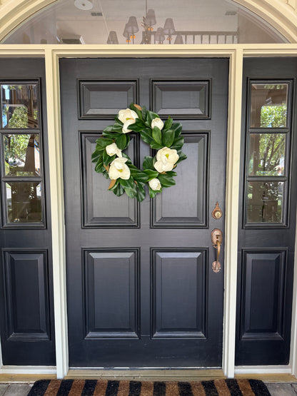 Cream magnolia wreath, 23”