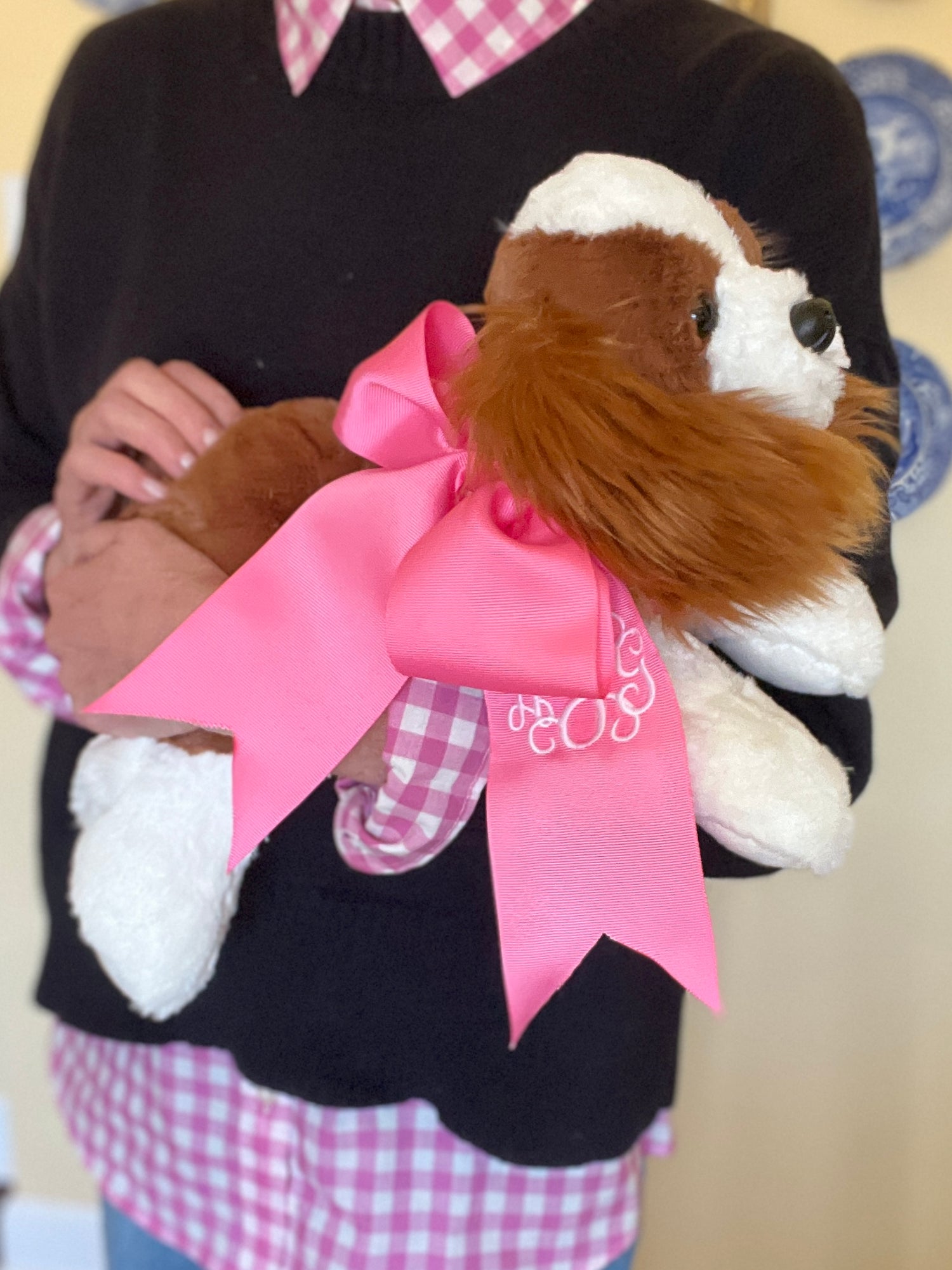 Charlie large plush King Charles Cavalier Spaniel, optional ribbon and monogram available!