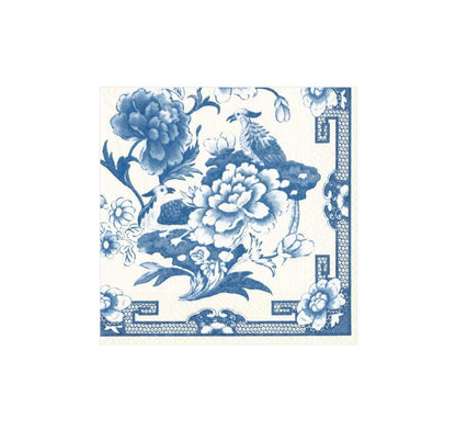 Caspari blue and white porcelain floral cocktail napkins