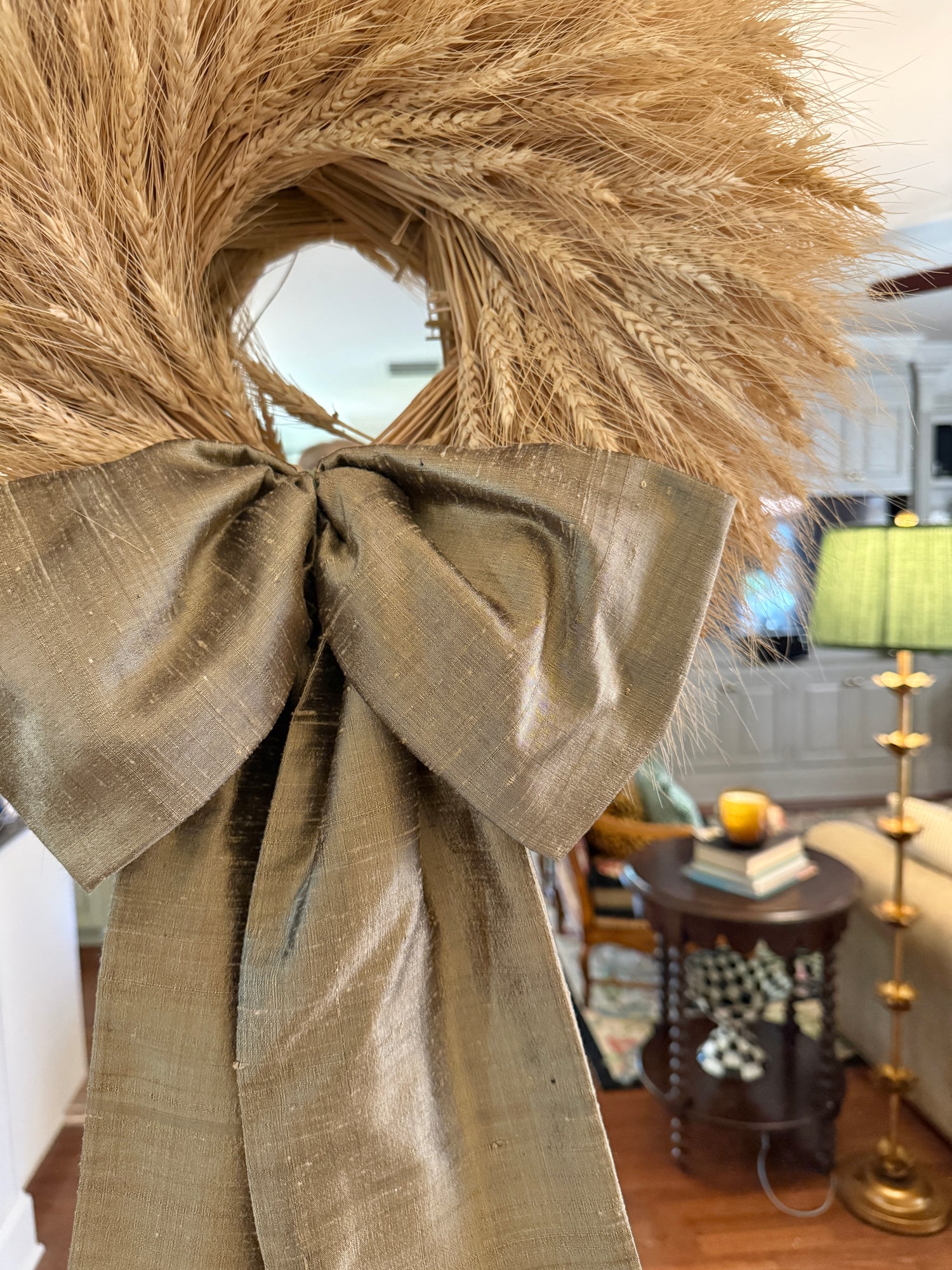 Luxe Driftwood tan 100 percent silk wreath sash
