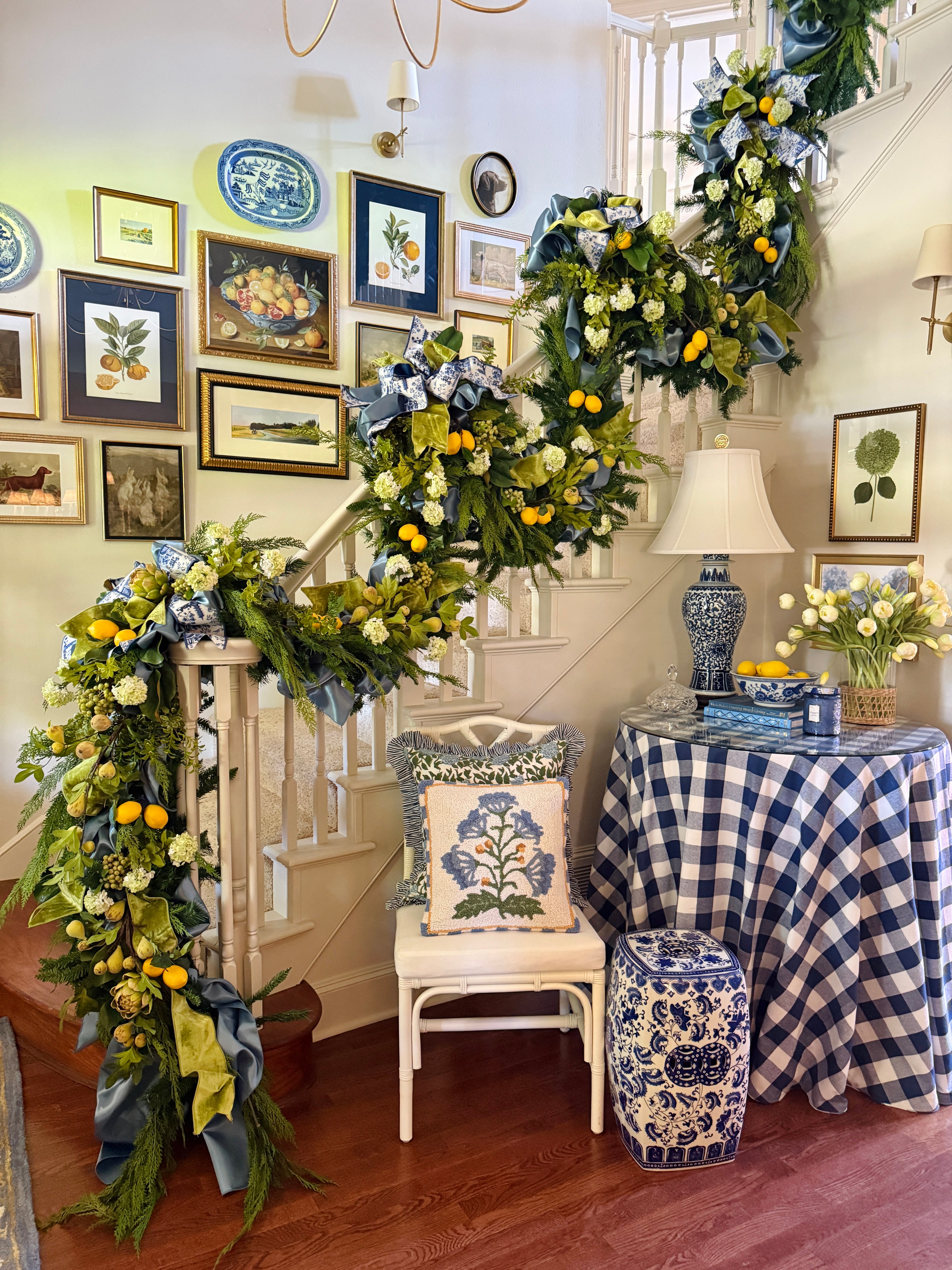 Blue and white chinoiserie ribbon by the roll, 4” wide by 5 yards