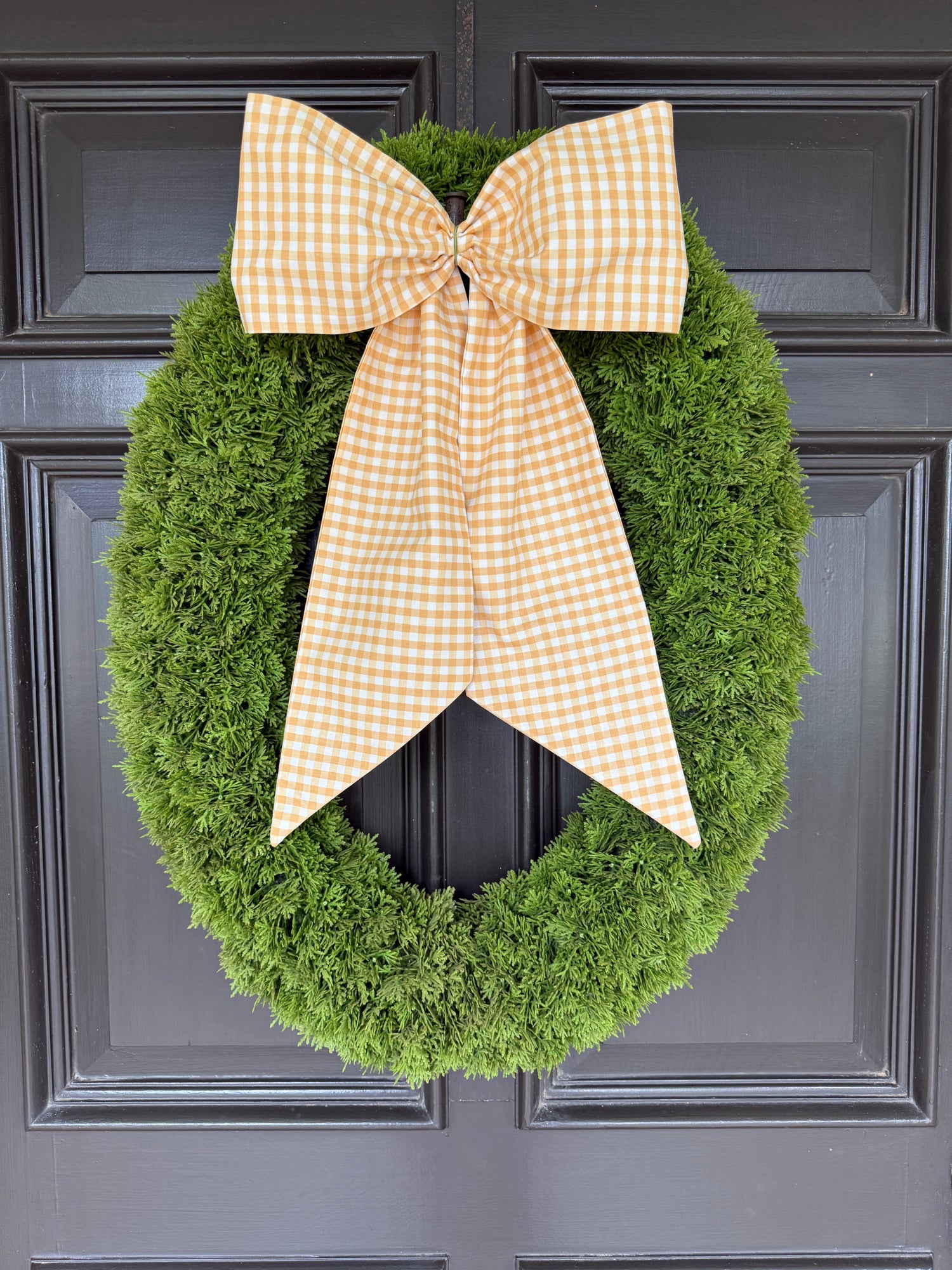 Honey yellow gingham wreath sash