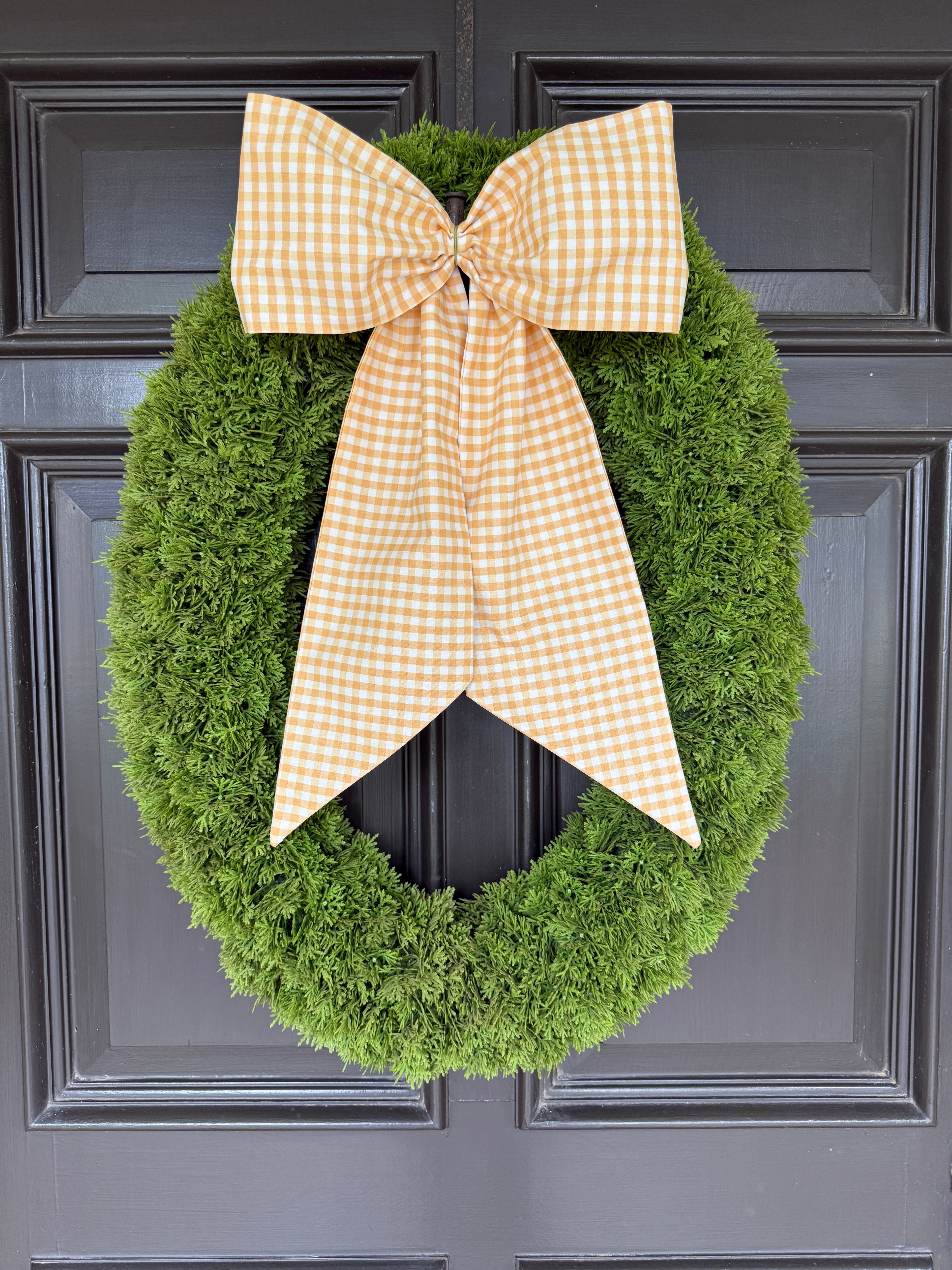 Honey yellow gingham wreath sash