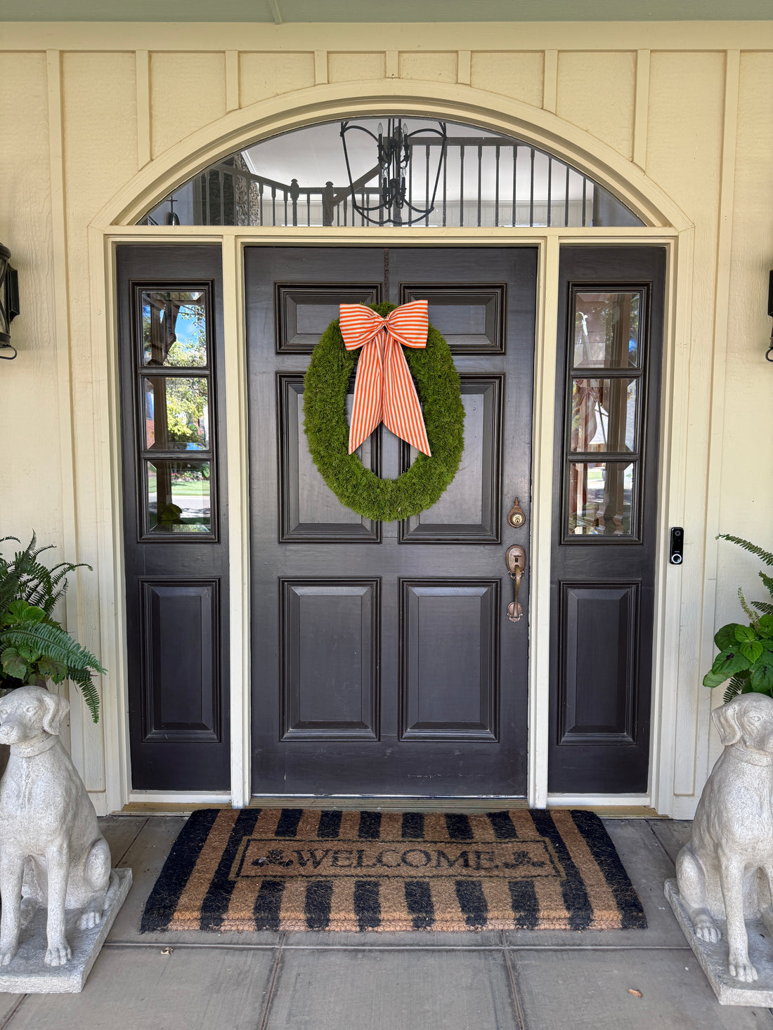 Orange striped signature wreath sash