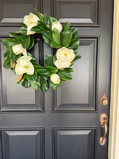 Cream magnolia wreath, 23”