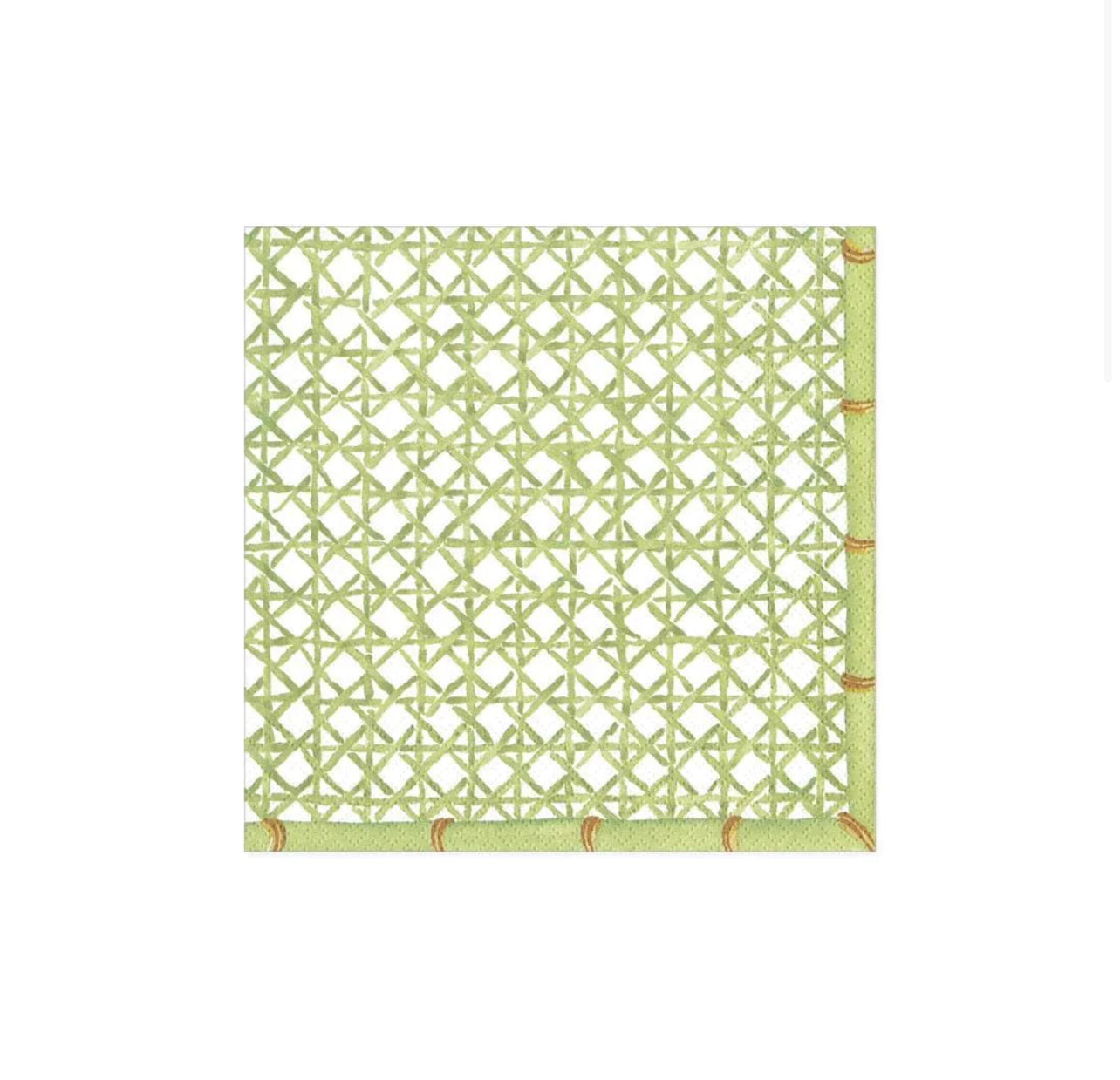 Caspari green bamboo trellis print cocktail napkins