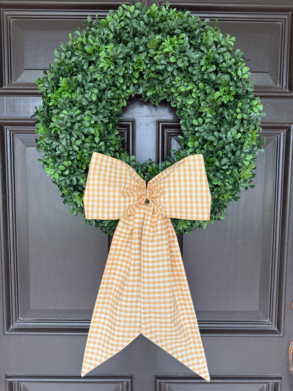 Honey yellow gingham wreath sash