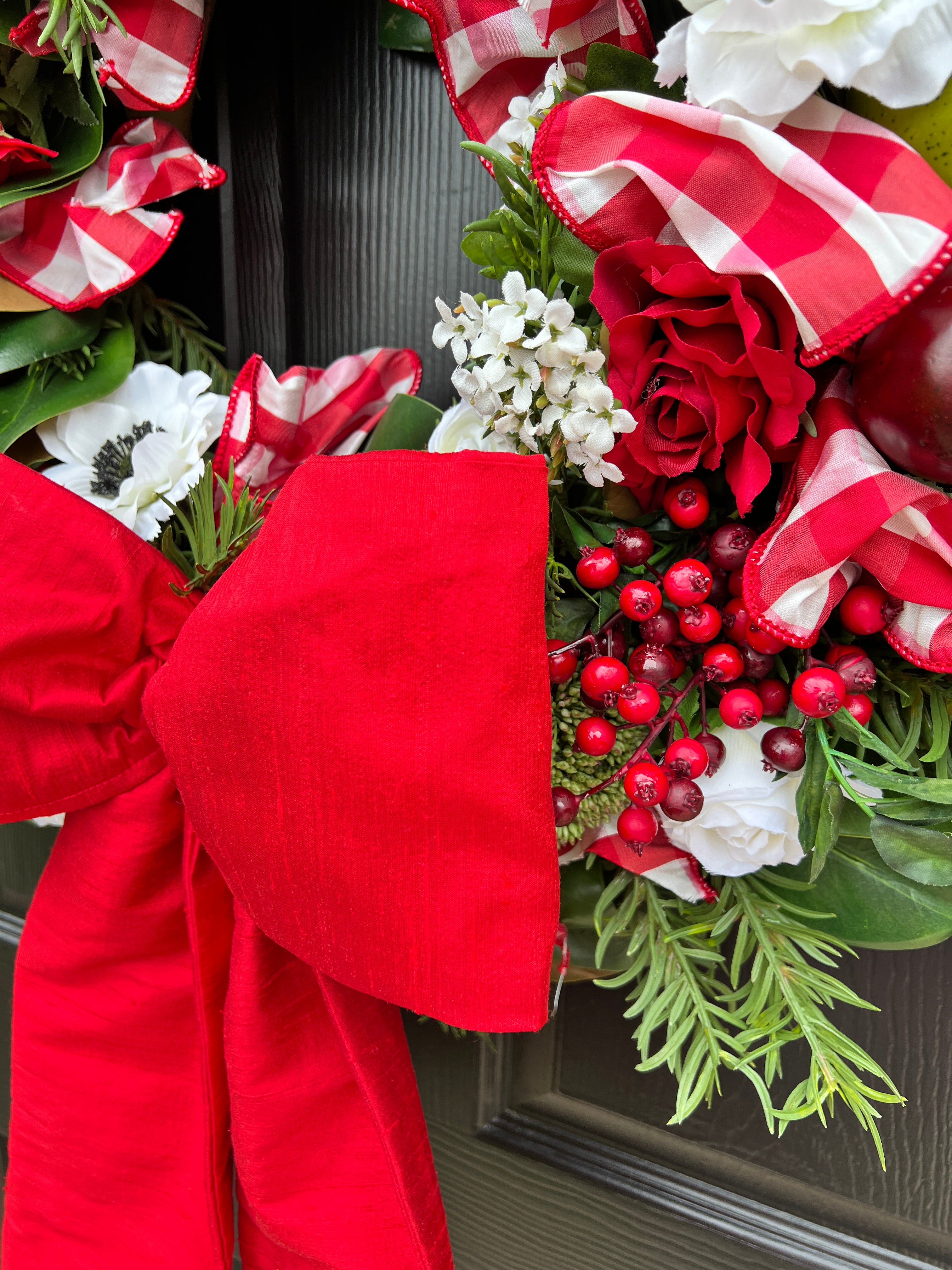 Luxe classic red 100 percent silk wreath sash