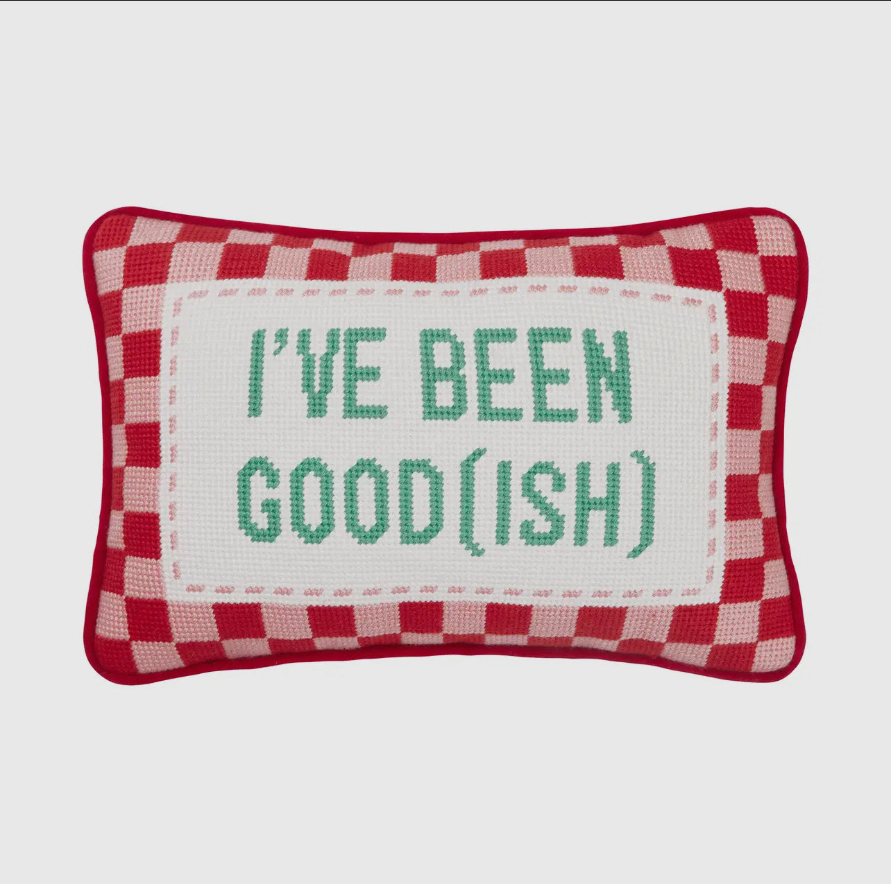 “I’ve been good(ish)” needlepoint pillow