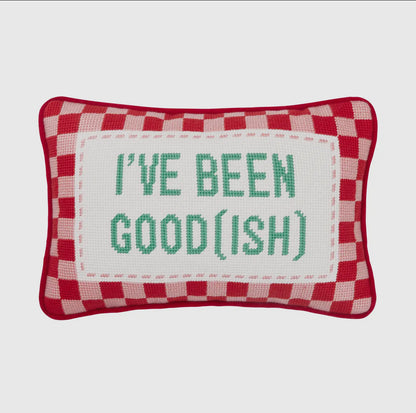 “I’ve been good(ish)” needlepoint pillow