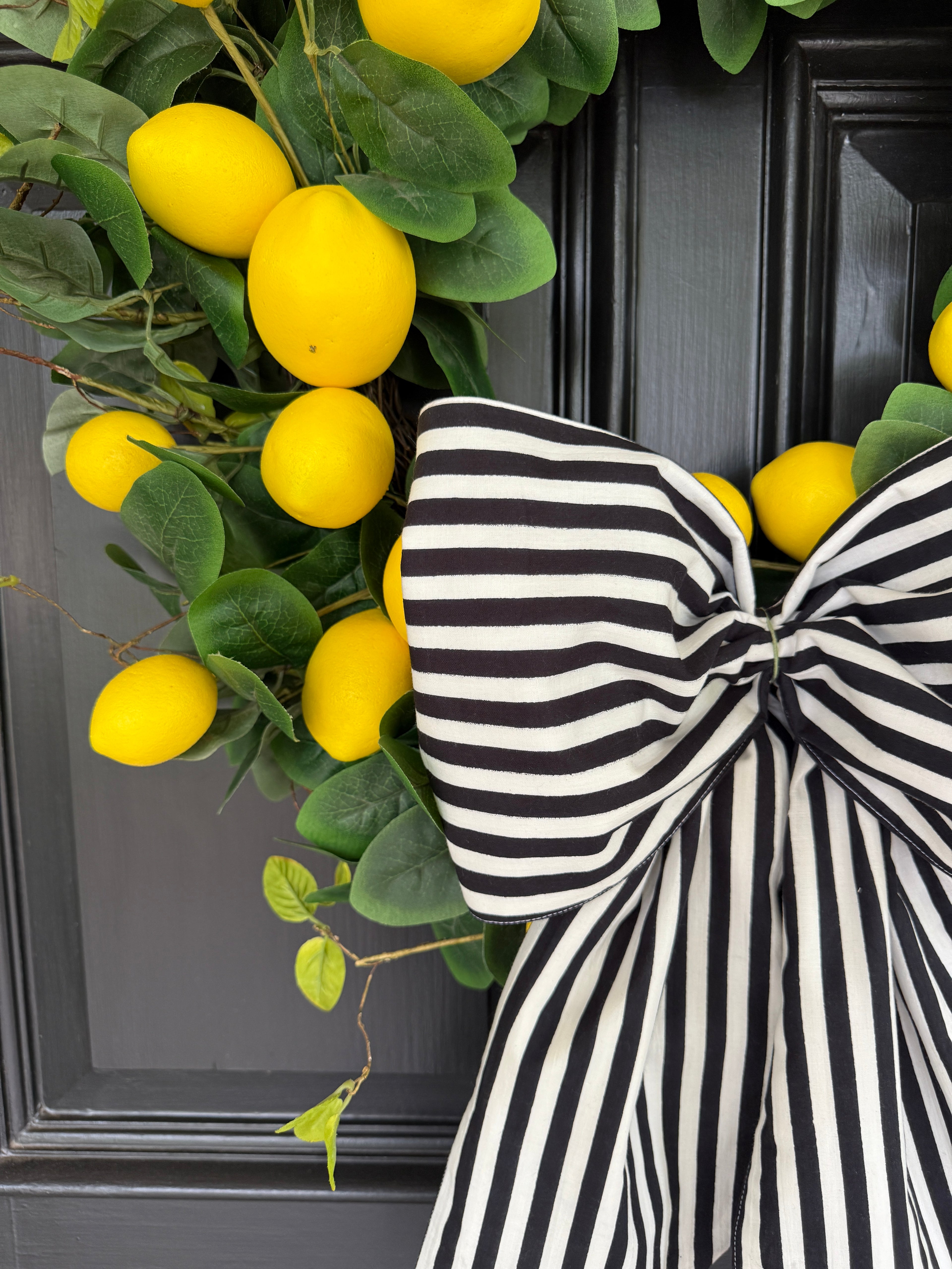 Black and white stripe signature wreath sash monogram available