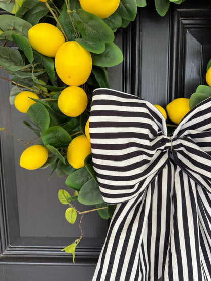 Black and white stripe signature wreath sash monogram available