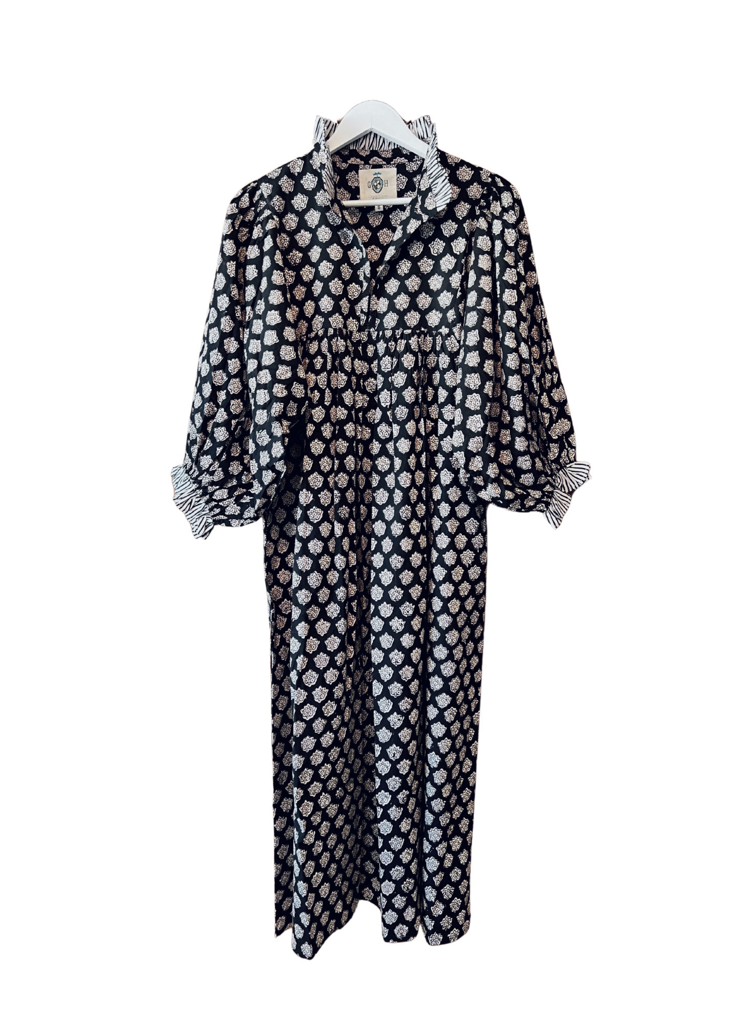 Lillie caftan maxi dress black and cream