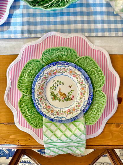Pink striped scalloped placemats set of 4