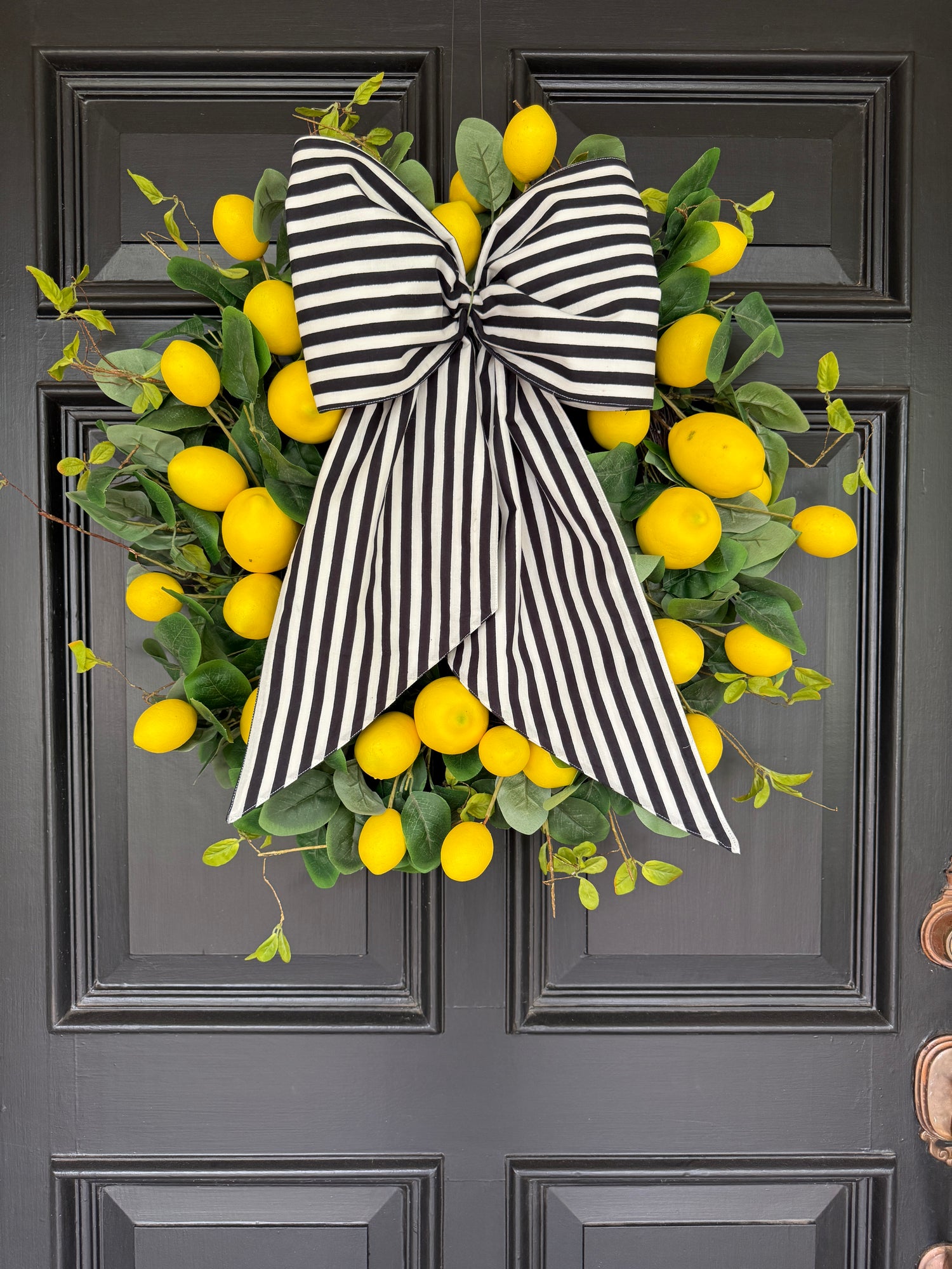 Black and white stripe signature wreath sash monogram available