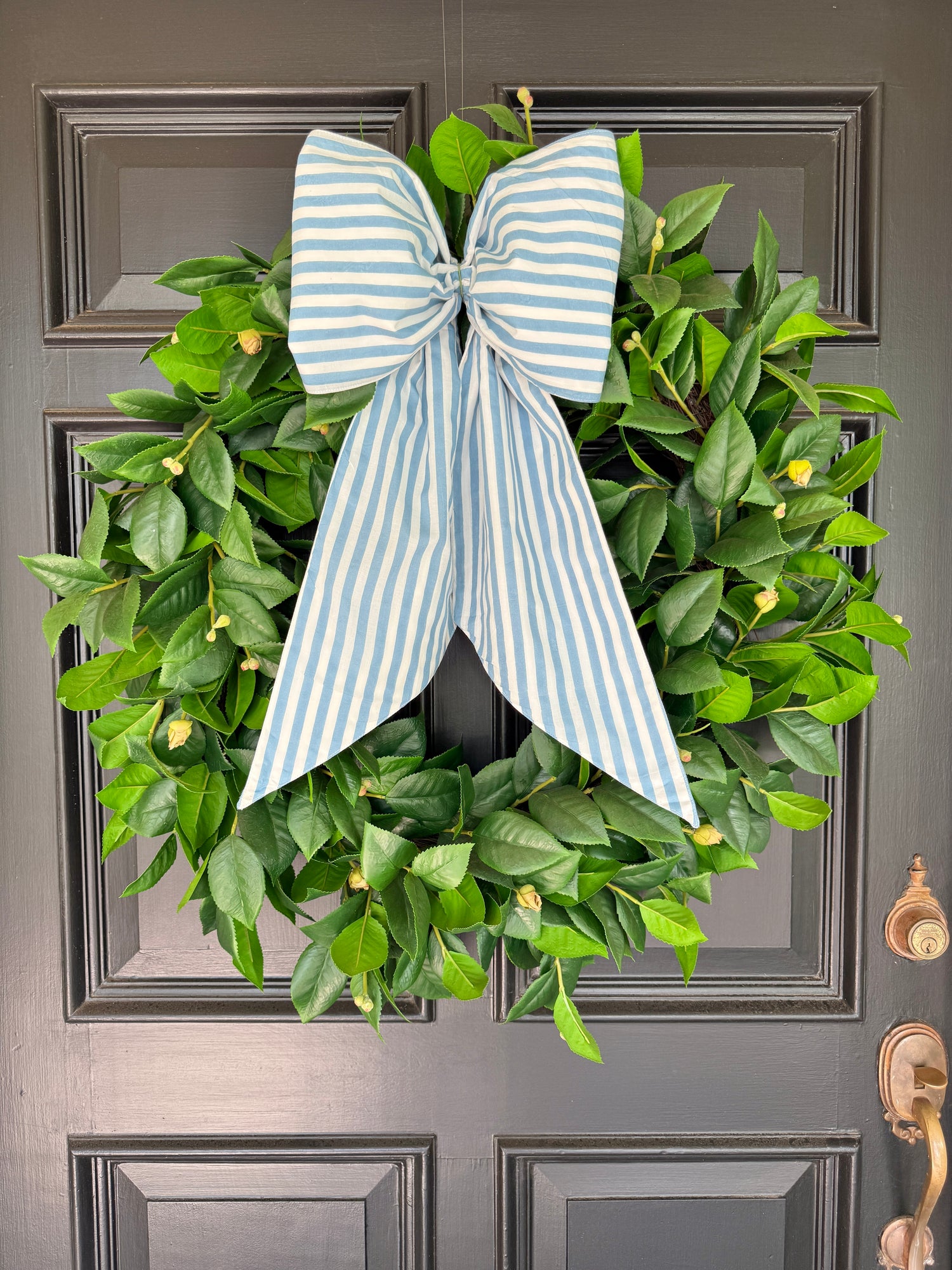 Hydrangea blue and white stripe signature wreath sash monogram available