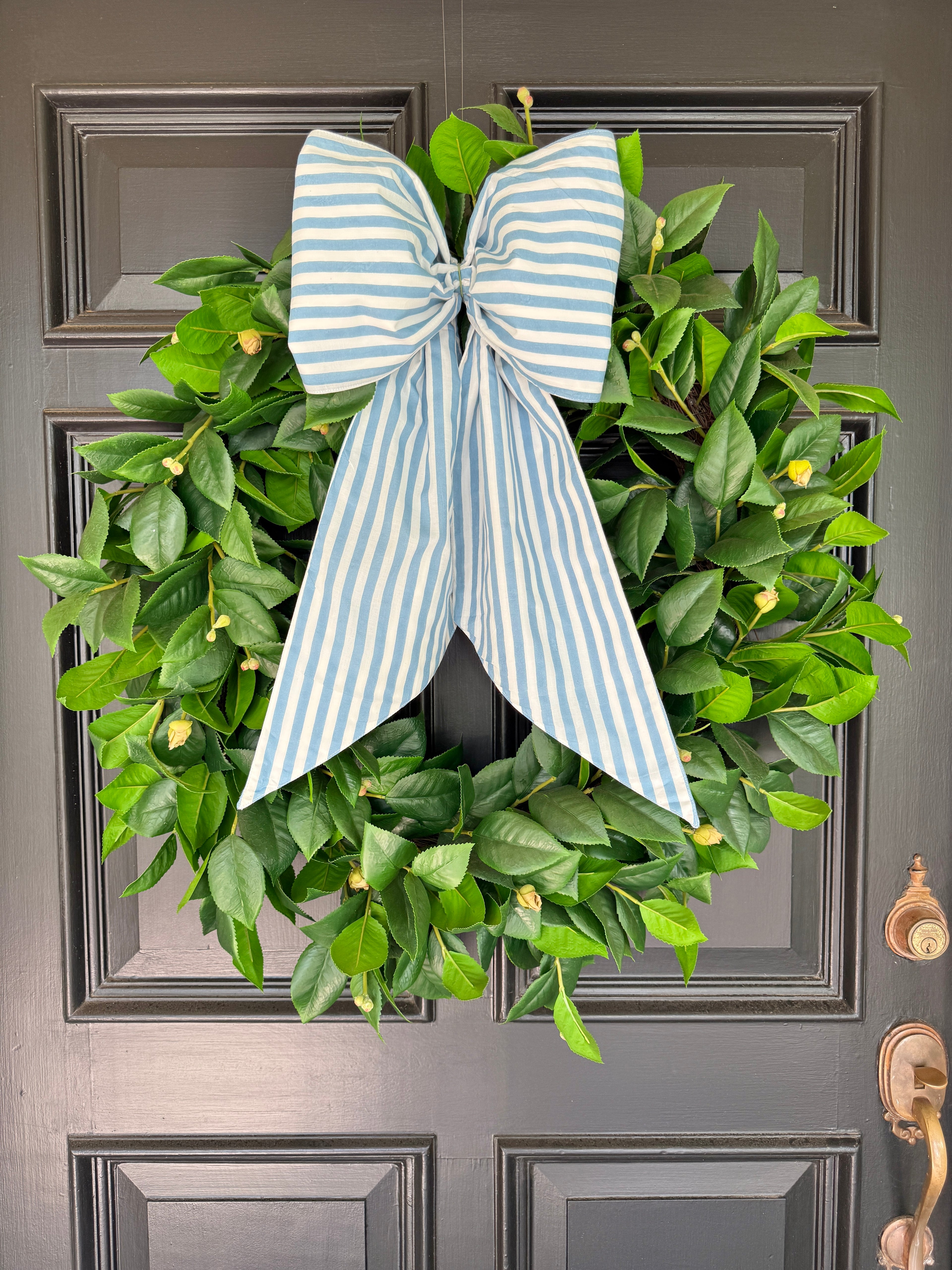 Hydrangea blue and white stripe signature wreath sash monogram available