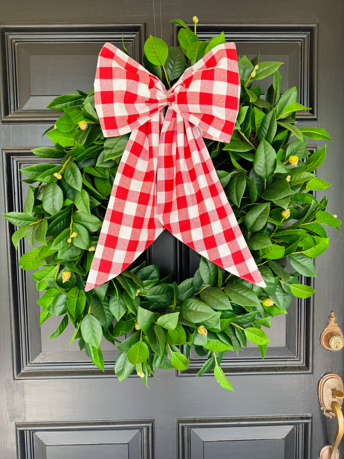 Red buffalo check wreath sash