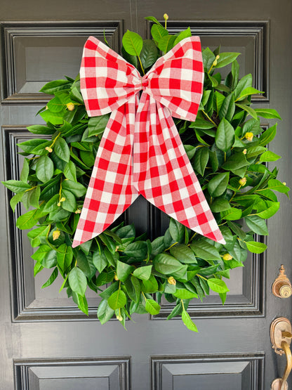 Red buffalo check wreath sash